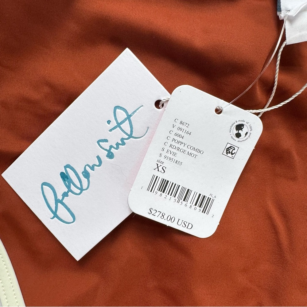 Free People x Follow Suit Evie One-Piece Swimsuit in Poppy Colorblock | XS NWT - Picture 5 of 8